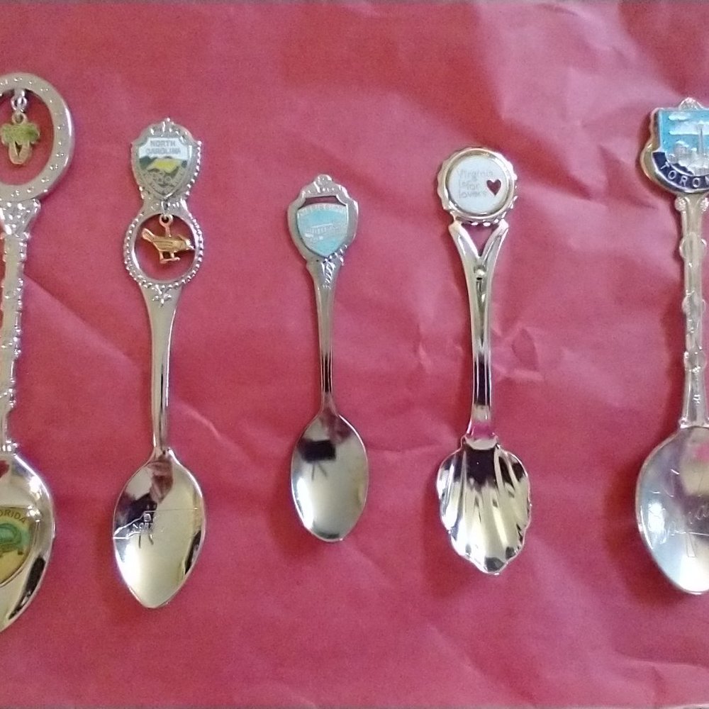 5 Vintage Souvenir Spoons